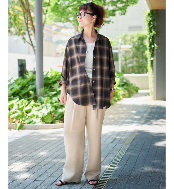 Spick and Span「《追加》メタルボタンTRチェックルーズシャツ」|シャツ・ブラウス|