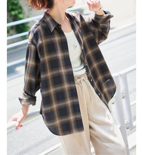 Spick and Span「《追加》メタルボタンTRチェックルーズシャツ」|シャツ・ブラウス|