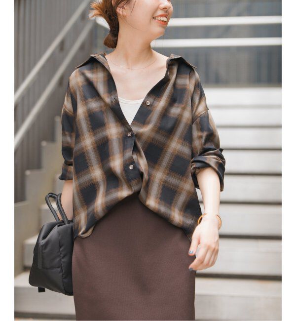 Spick and Span「《追加》メタルボタンTRチェックルーズシャツ」|シャツ・ブラウス|