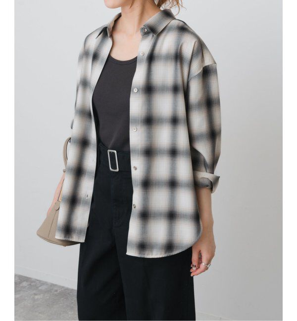 Spick and Span「《追加》メタルボタンTRチェックルーズシャツ」|シャツ・ブラウス|
