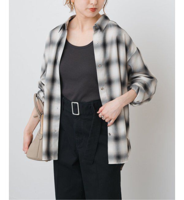 Spick and Span「《追加》メタルボタンTRチェックルーズシャツ」|シャツ・ブラウス|