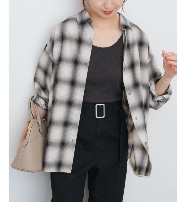 Spick and Span「《追加》メタルボタンTRチェックルーズシャツ」|シャツ・ブラウス|