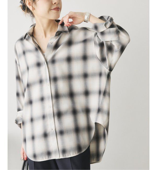 Spick and Span「《追加》メタルボタンTRチェックルーズシャツ」|シャツ・ブラウス|