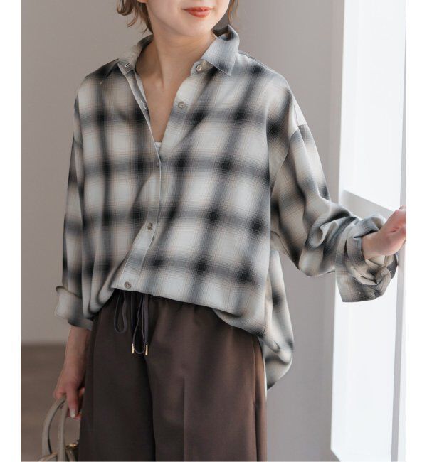 Spick and Span「《追加》メタルボタンTRチェックルーズシャツ」|シャツ・ブラウス|