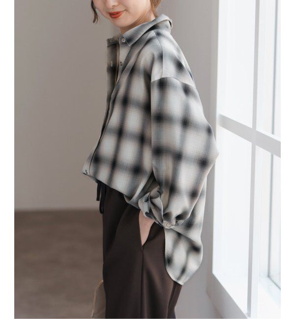 Spick and Span「《追加》メタルボタンTRチェックルーズシャツ」|シャツ・ブラウス|