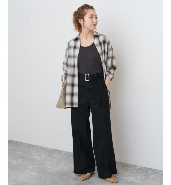 Spick and Span「《追加》メタルボタンTRチェックルーズシャツ」|シャツ・ブラウス|