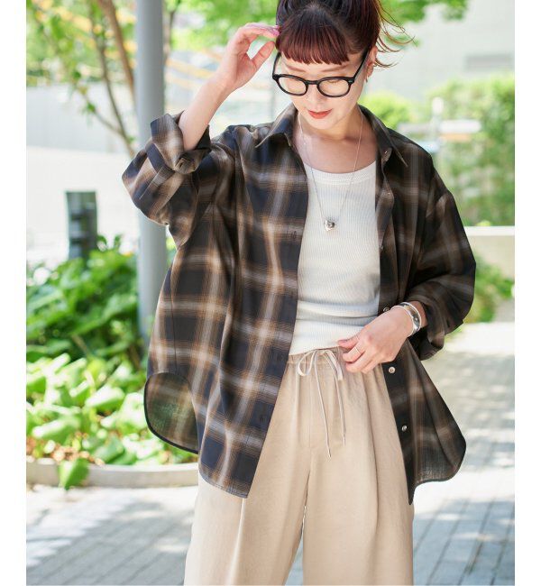 Spick and Span「《追加》メタルボタンTRチェックルーズシャツ」|シャツ・ブラウス|