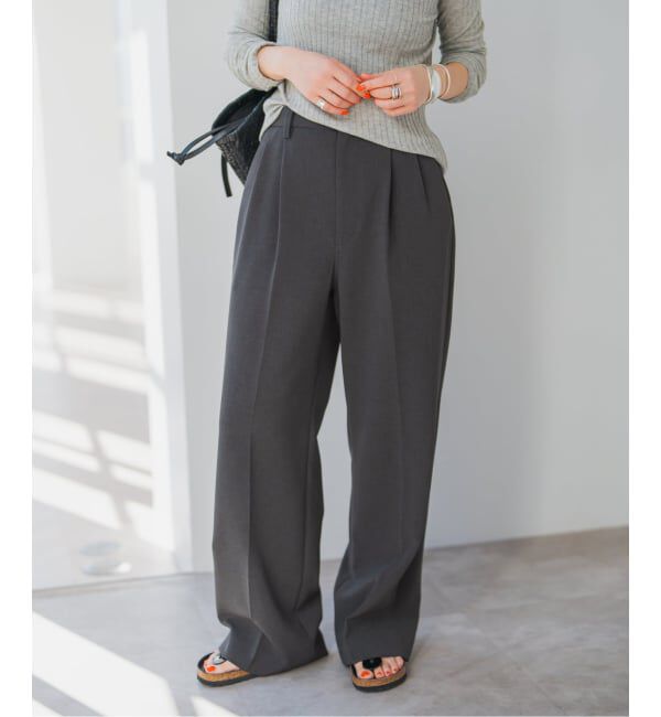 Spick and Span「《追加》ダブルクロスツータックパンツ」|スラックス|