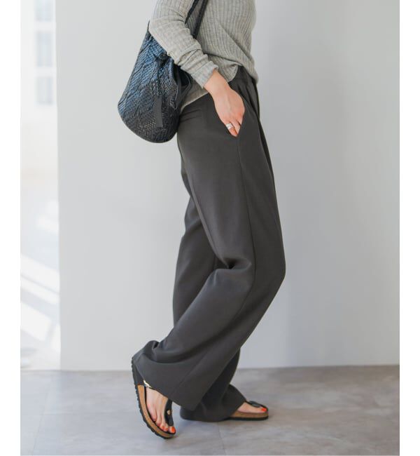 Spick and Span「《追加》ダブルクロスツータックパンツ」|スラックス|