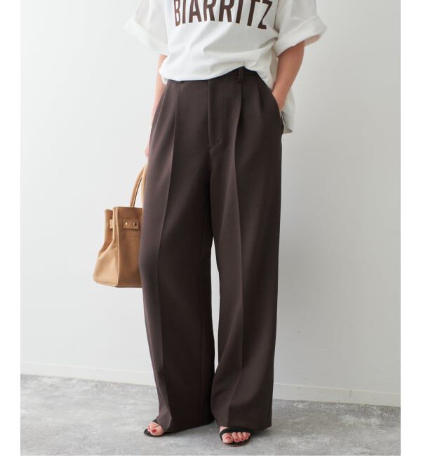 Spick and Span「《追加》ダブルクロスツータックパンツ」|スラックス|