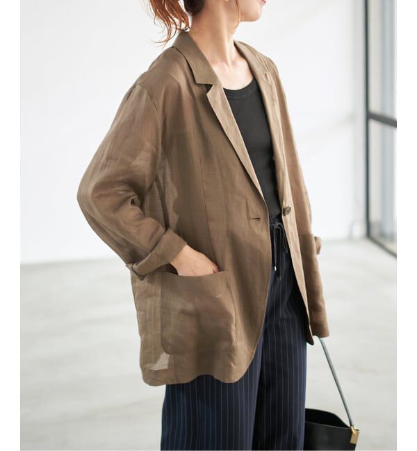 Spick and Span「《追加》ラミーミックスシアージャケット」|テーラードジャケット|カーキ