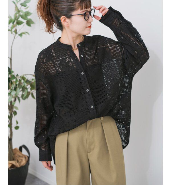 Spick and Span「《追加3》PEレースシャツ」|シャツ・ブラウス|ブラック