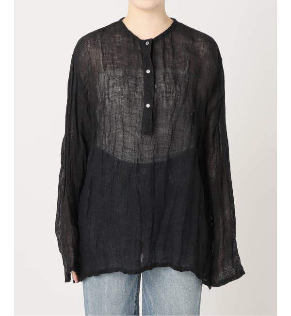 FRAMeWORK「≪追加≫LINENクレープヘンリーネックブラウス 3」|シャツ・ブラウス|