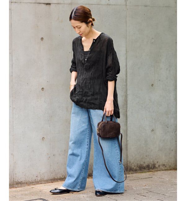 FRAMeWORK「≪追加≫LINENクレープヘンリーネックブラウス 3」|シャツ・ブラウス|