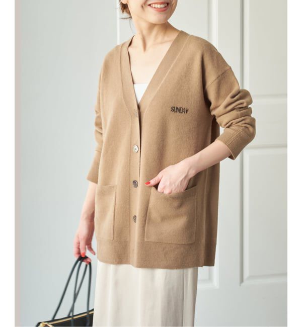 Spick and Span「ロゴジャガードVネックカーディガン」|カーディガン|