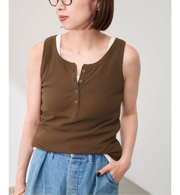 FRAMeWORK「コットンリブヘンリータンク」|タンクトップ|ブラウン