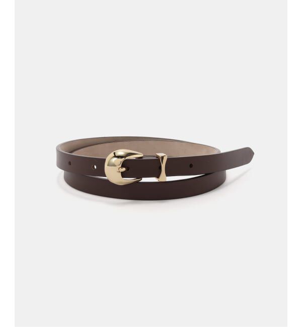  「LEFIJE/レフィエ ラウンドバックル スリムベルト」|ベルト|ブラウン