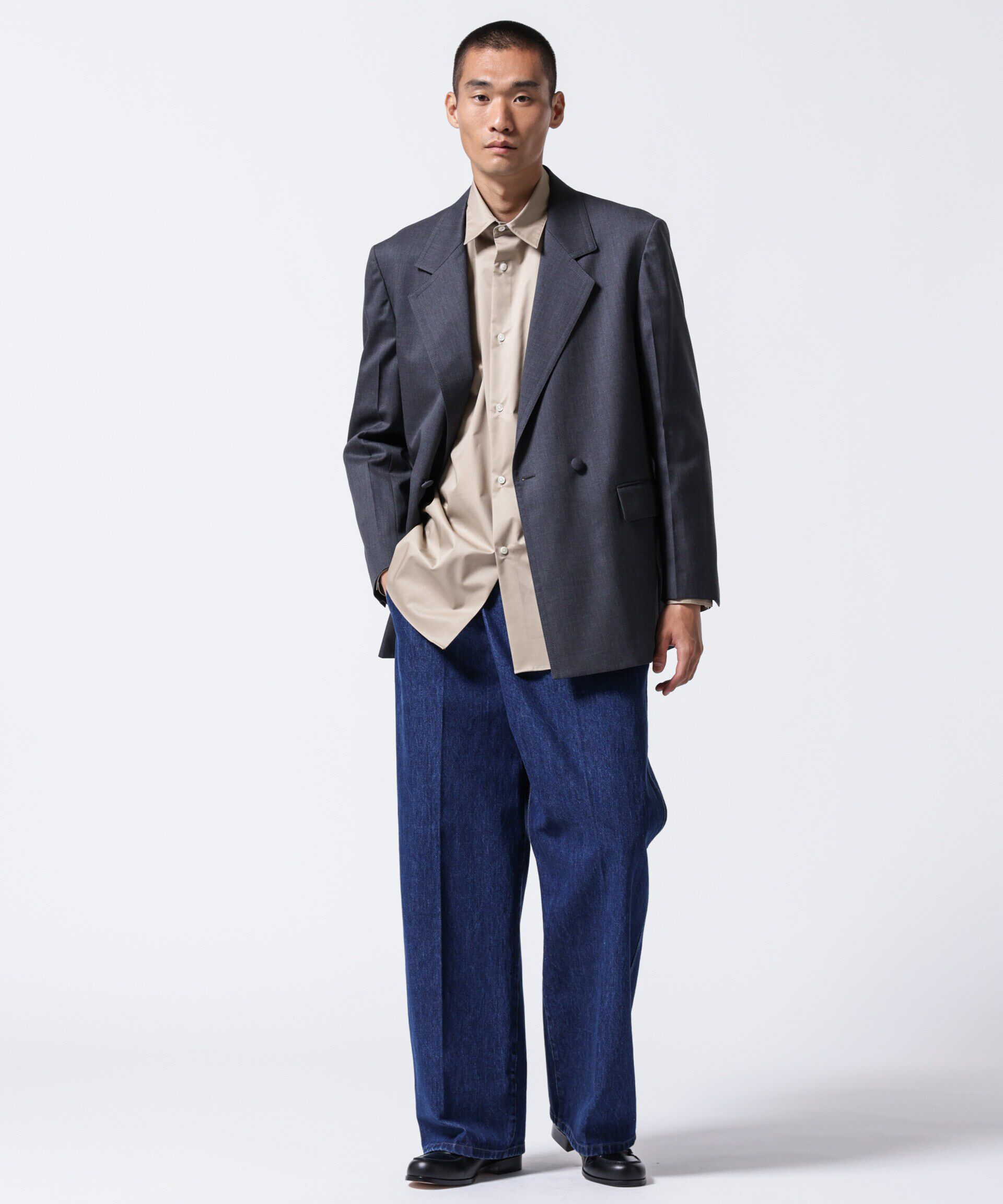 nano･universe「「ASSEMBLANC」ラップディティールデニムトラウザー」|チノ|