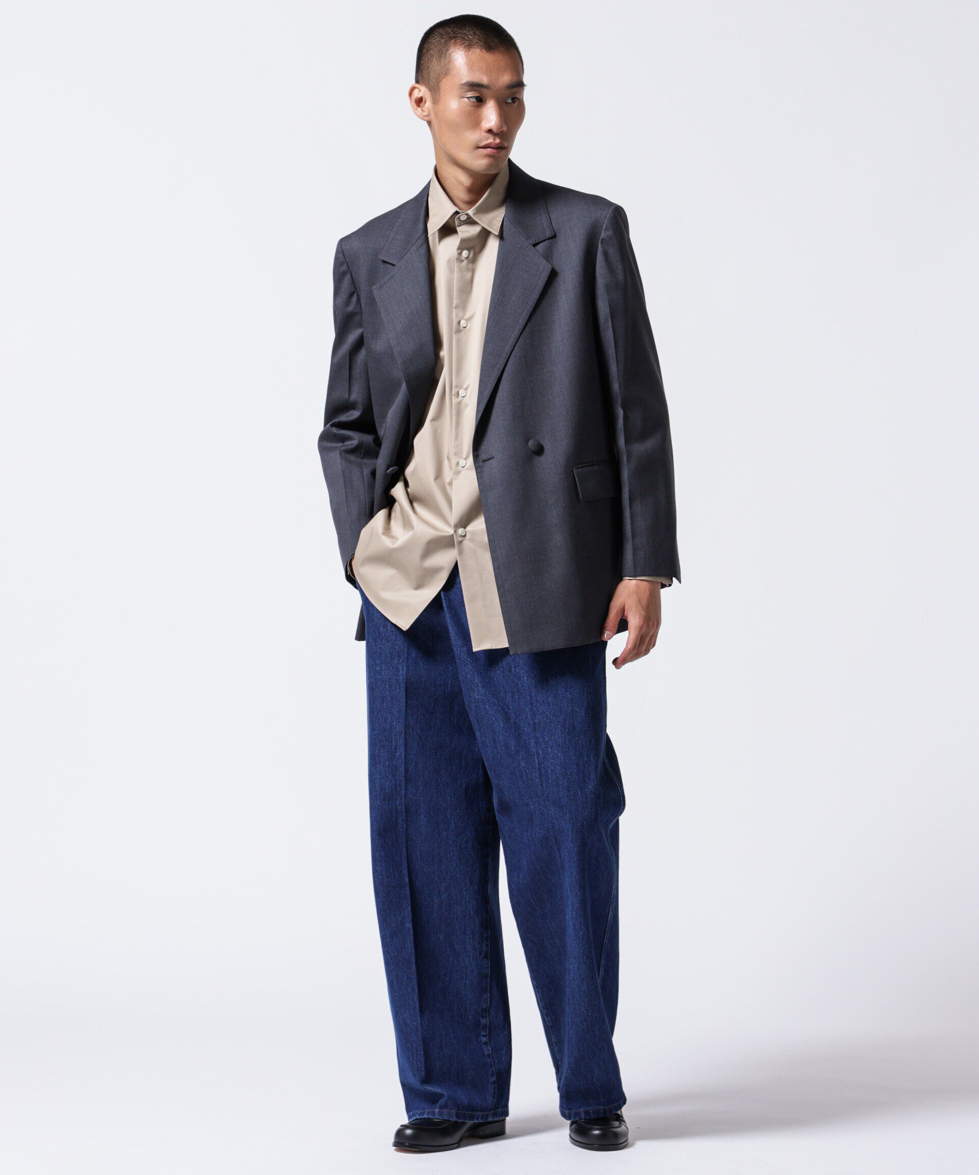 nano･universe「「ASSEMBLANC」ラップディティールデニムトラウザー」|チノ|