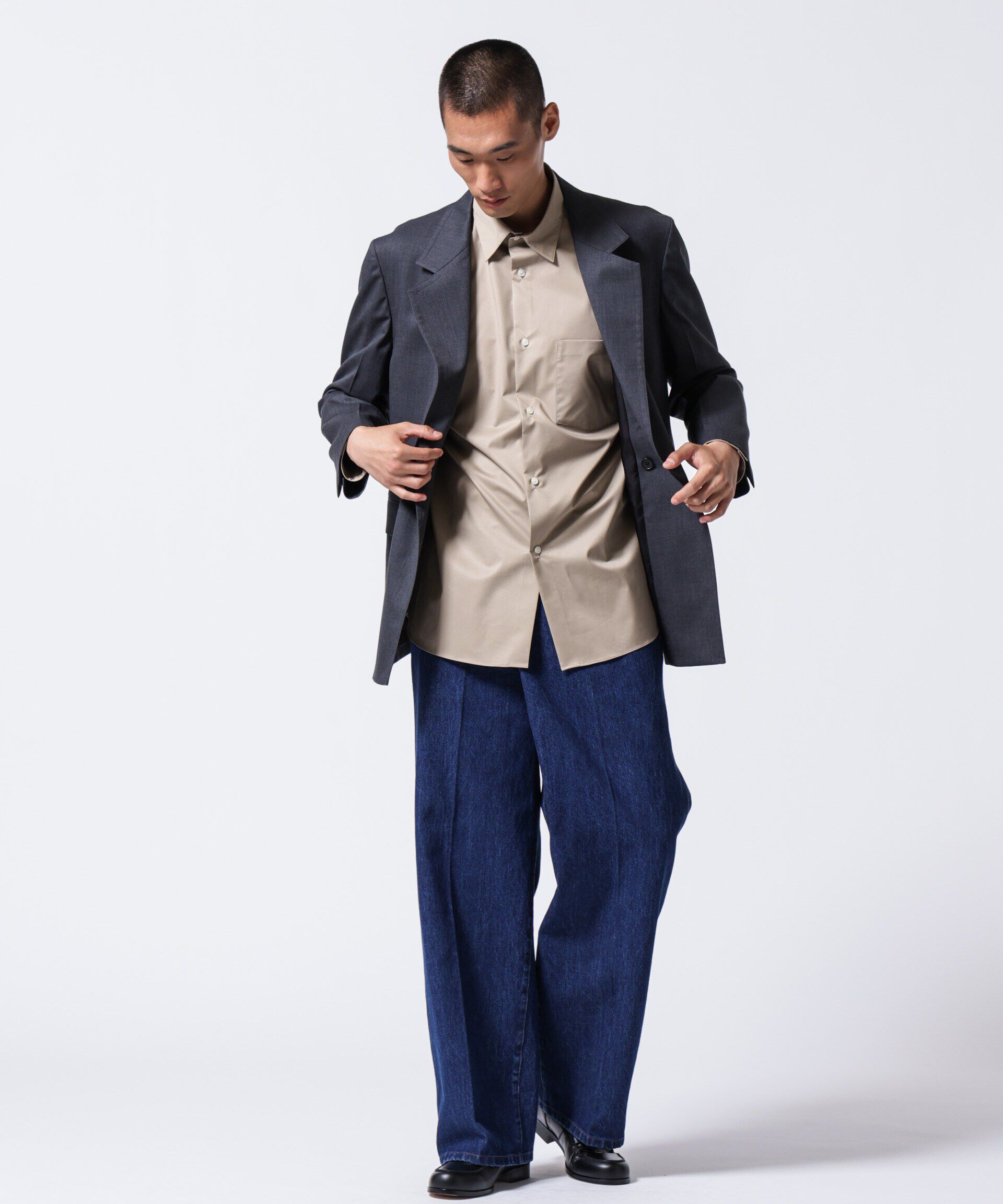 nano･universe「「ASSEMBLANC」ラップディティールデニムトラウザー」|チノ|