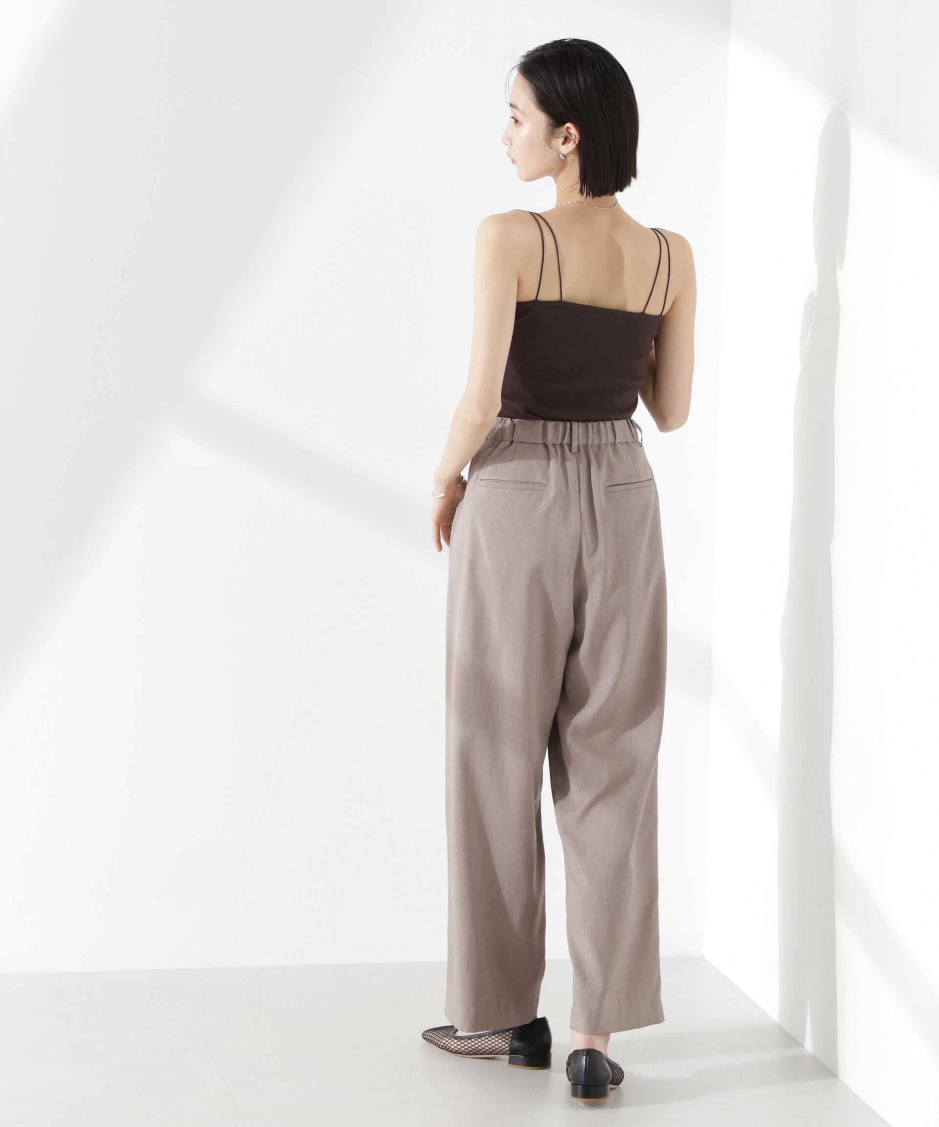 nano･universe「クリスピーツイルタックワイドパンツ(セットアップ可)」|チノ|