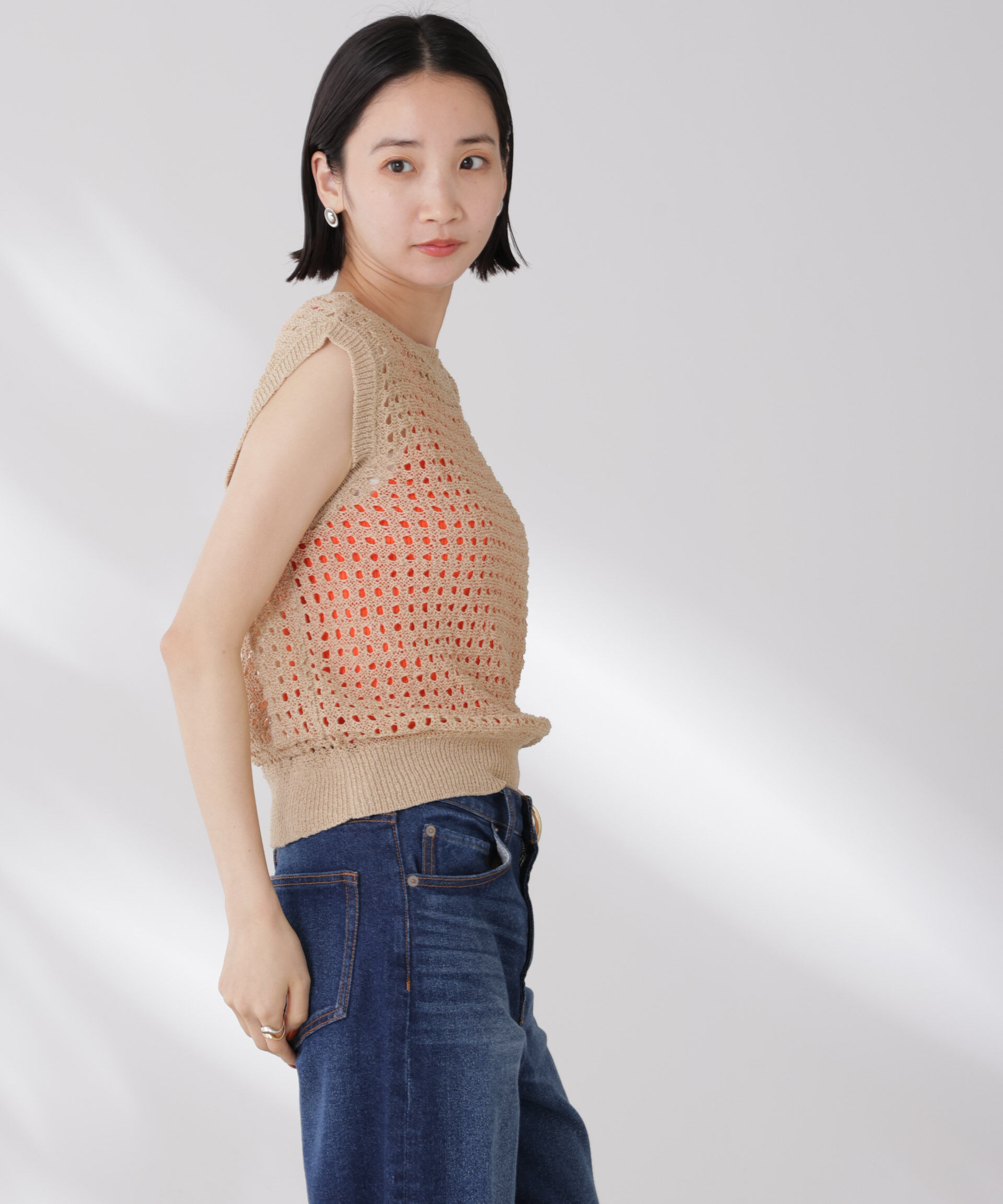 nano･universe「テープヤーンメッシュニットベスト」|ニット・セーター|