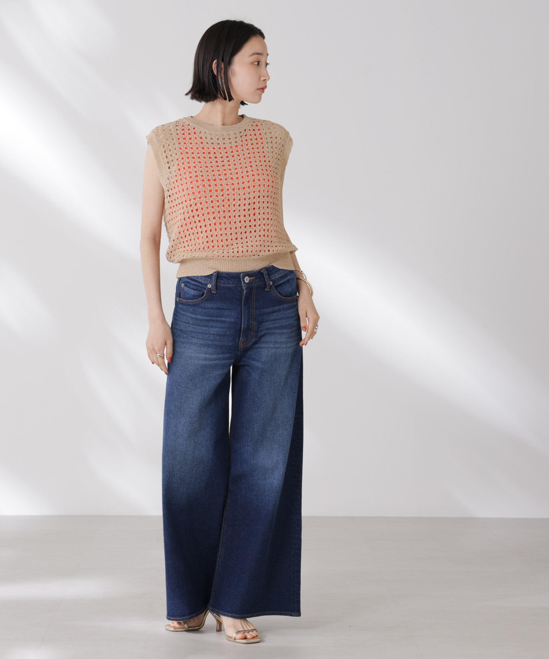 nano･universe「テープヤーンメッシュニットベスト」|ニット・セーター|