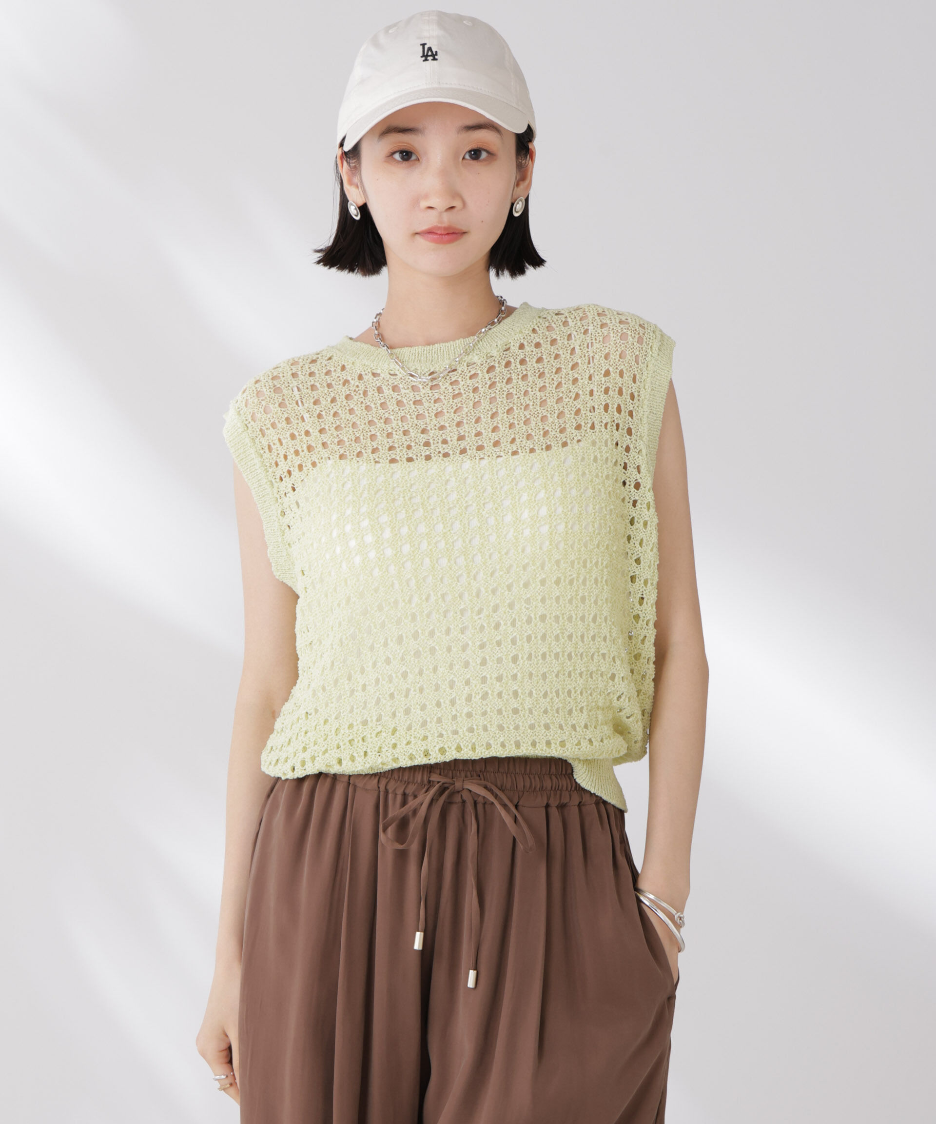 nano･universe「テープヤーンメッシュニットベスト」|ニット・セーター|