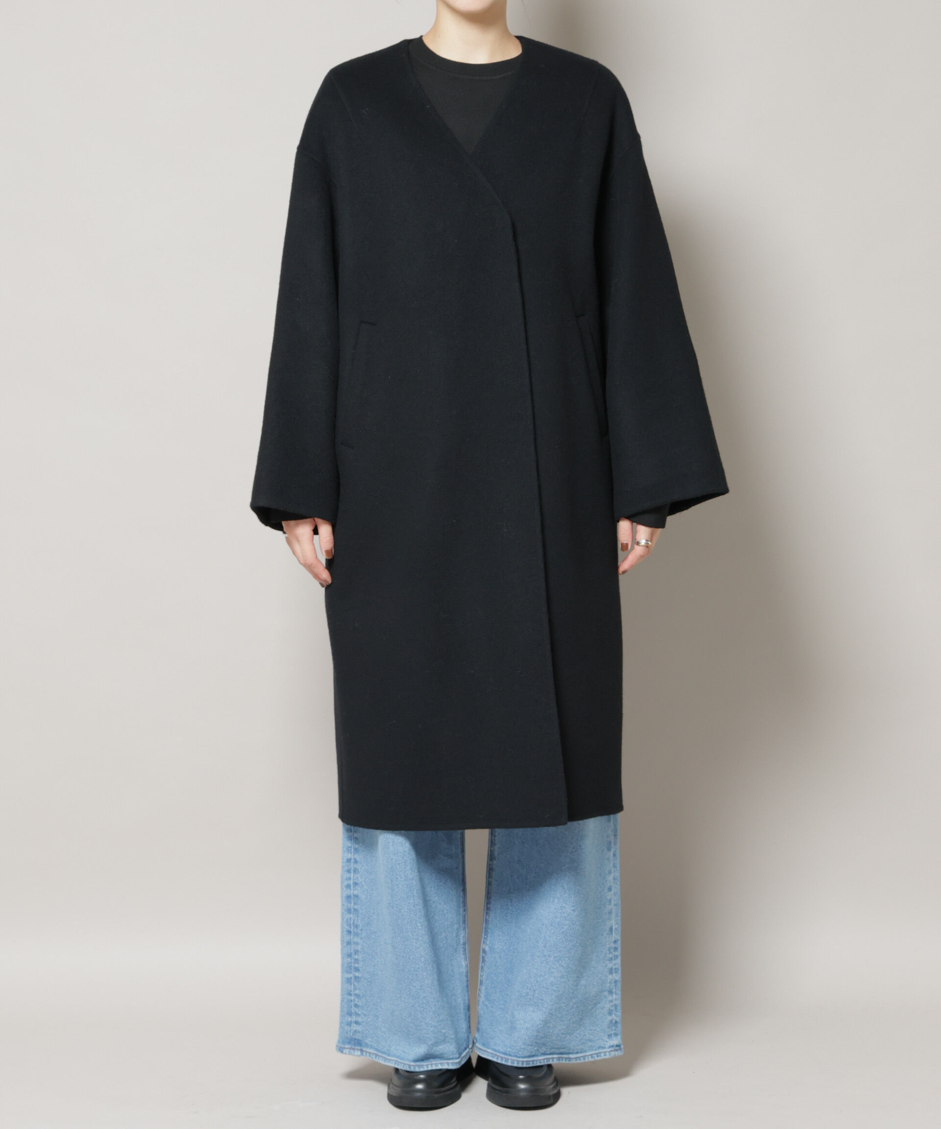 nano･universe「SUPER110blend リバーノーカラーロングコート」|その他|