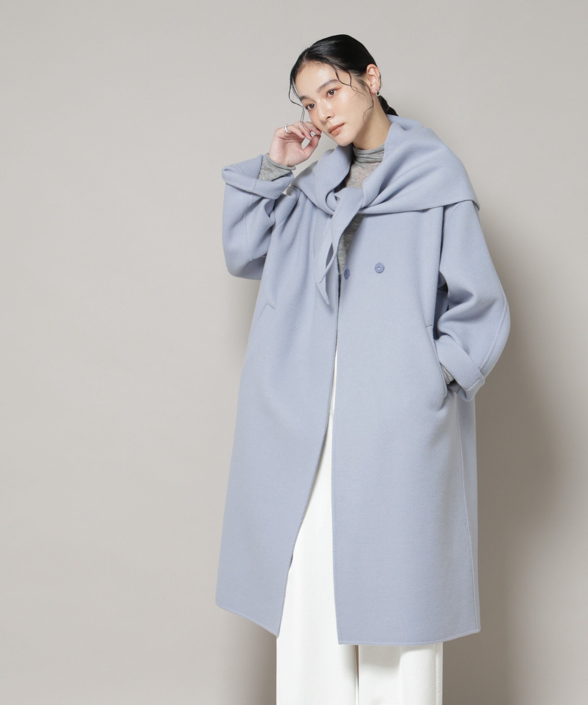 nano･universe「SUPER110blend リバーノーカラーロングコート」|その他|