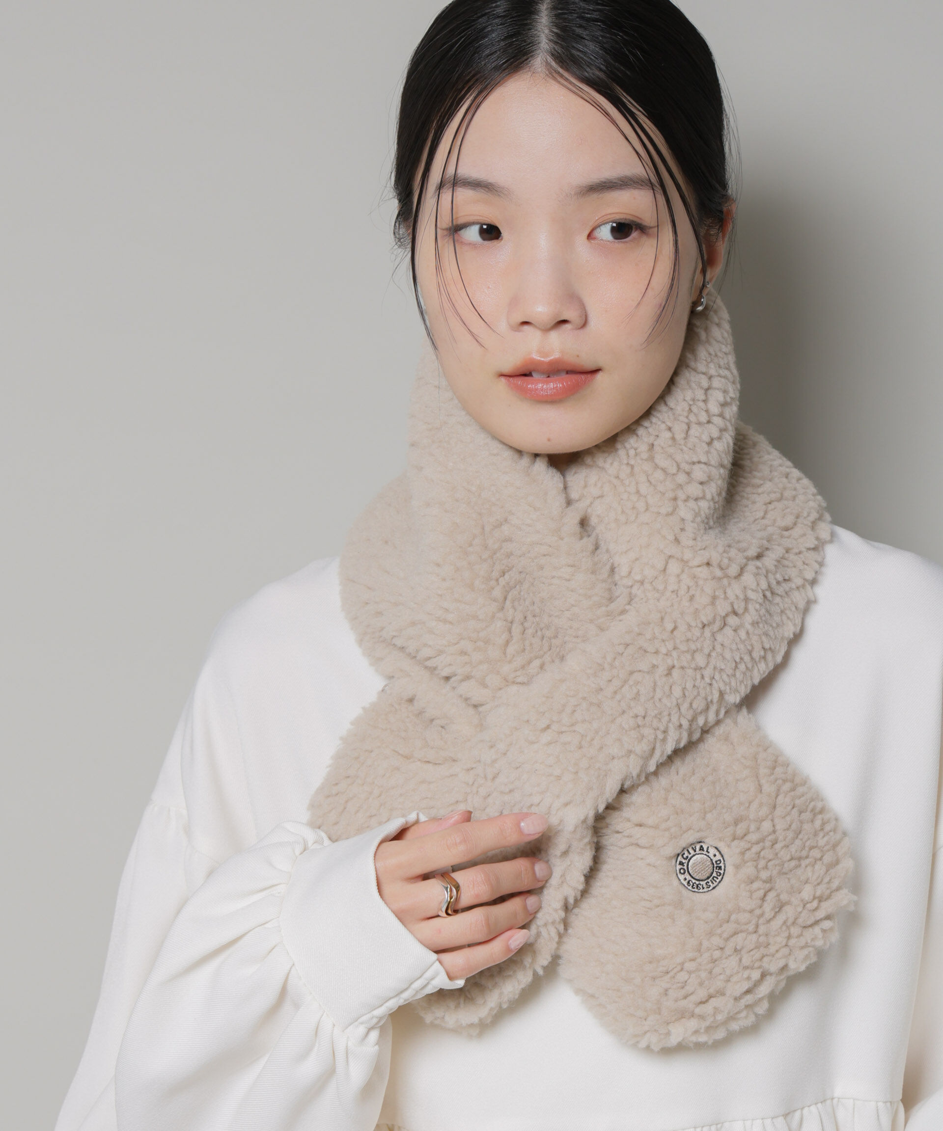 nano･universe「ORCIVAL/BOA SCARF」|マフラー|ベージュ