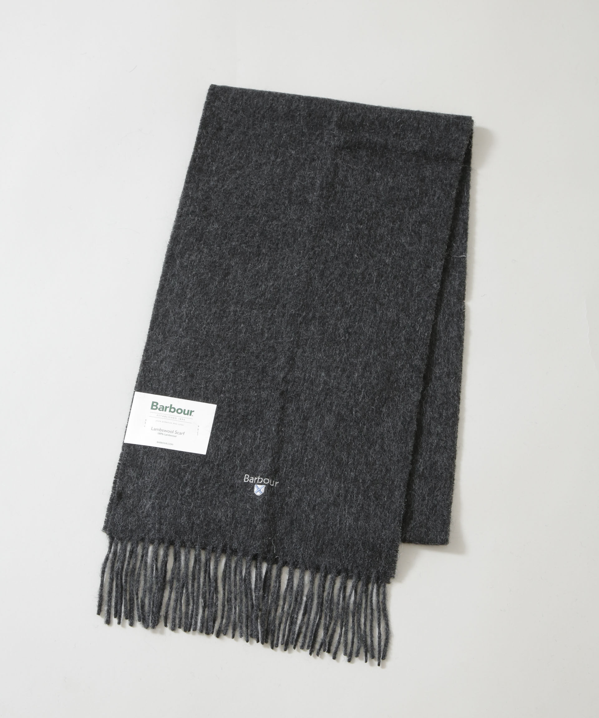 nano･universe「Barbour/BARBOUR PLAIN LAMBSWOOL SCARF」|マフラー|チャコール3
