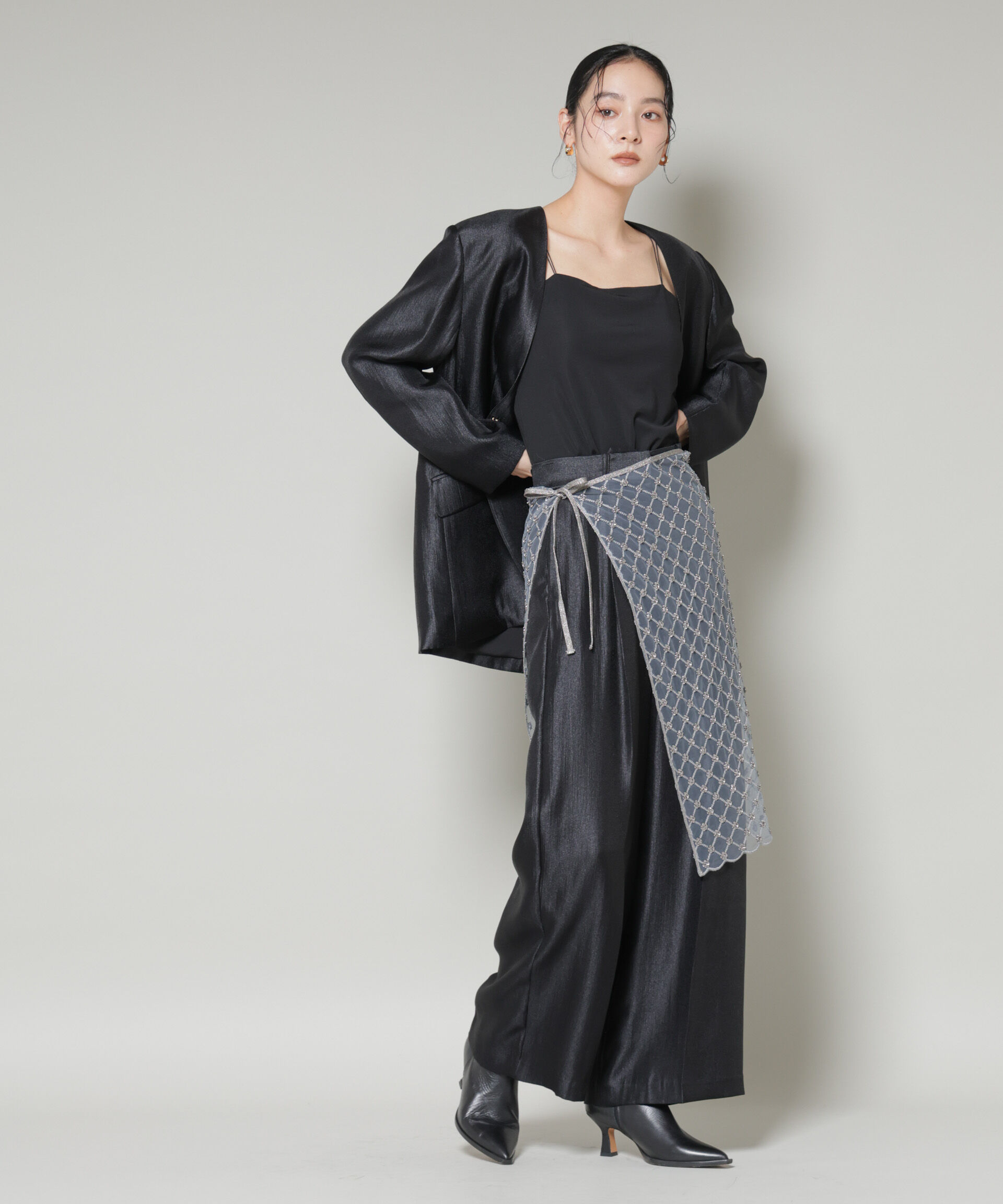 nano･universe「スパンコールビーズ刺繍ラップスカート」|スカート|