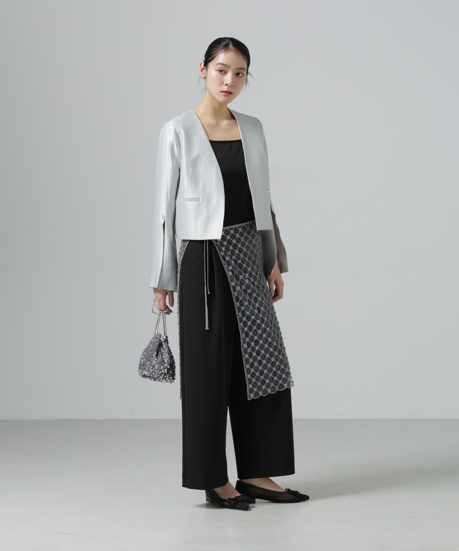 nano･universe「スパンコールビーズ刺繍ラップスカート」|スカート|