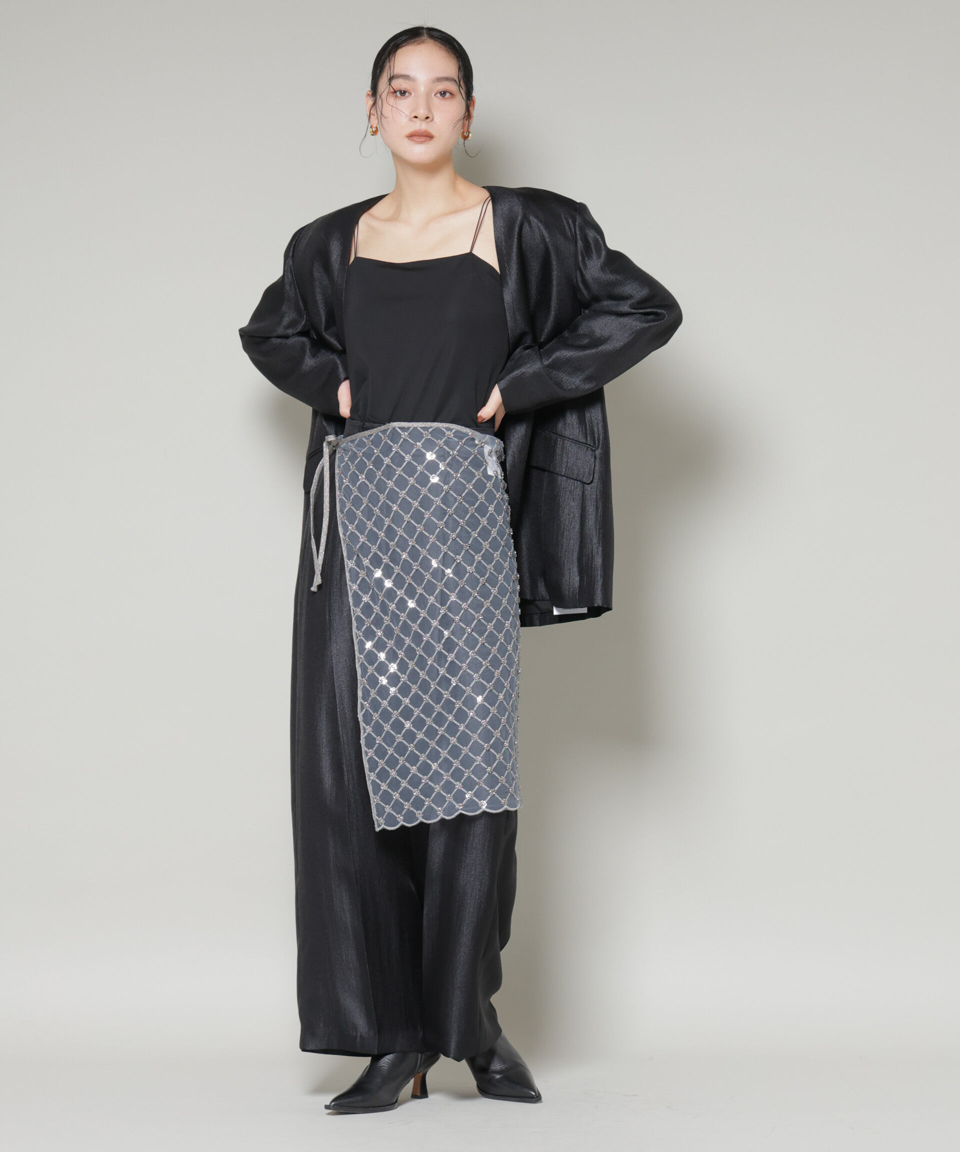 nano･universe「スパンコールビーズ刺繍ラップスカート」|スカート|