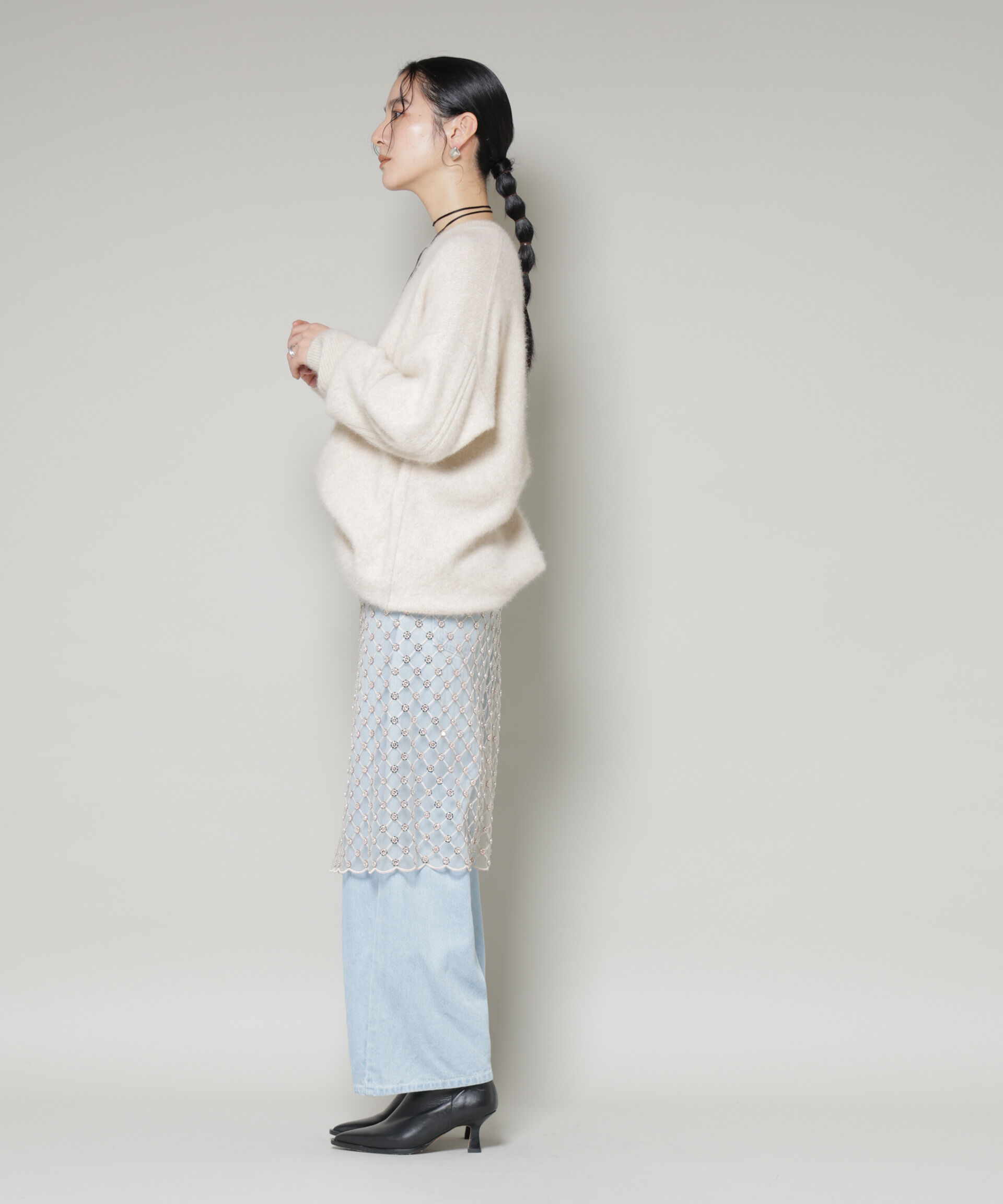 nano･universe「スパンコールビーズ刺繍ラップスカート」|スカート|