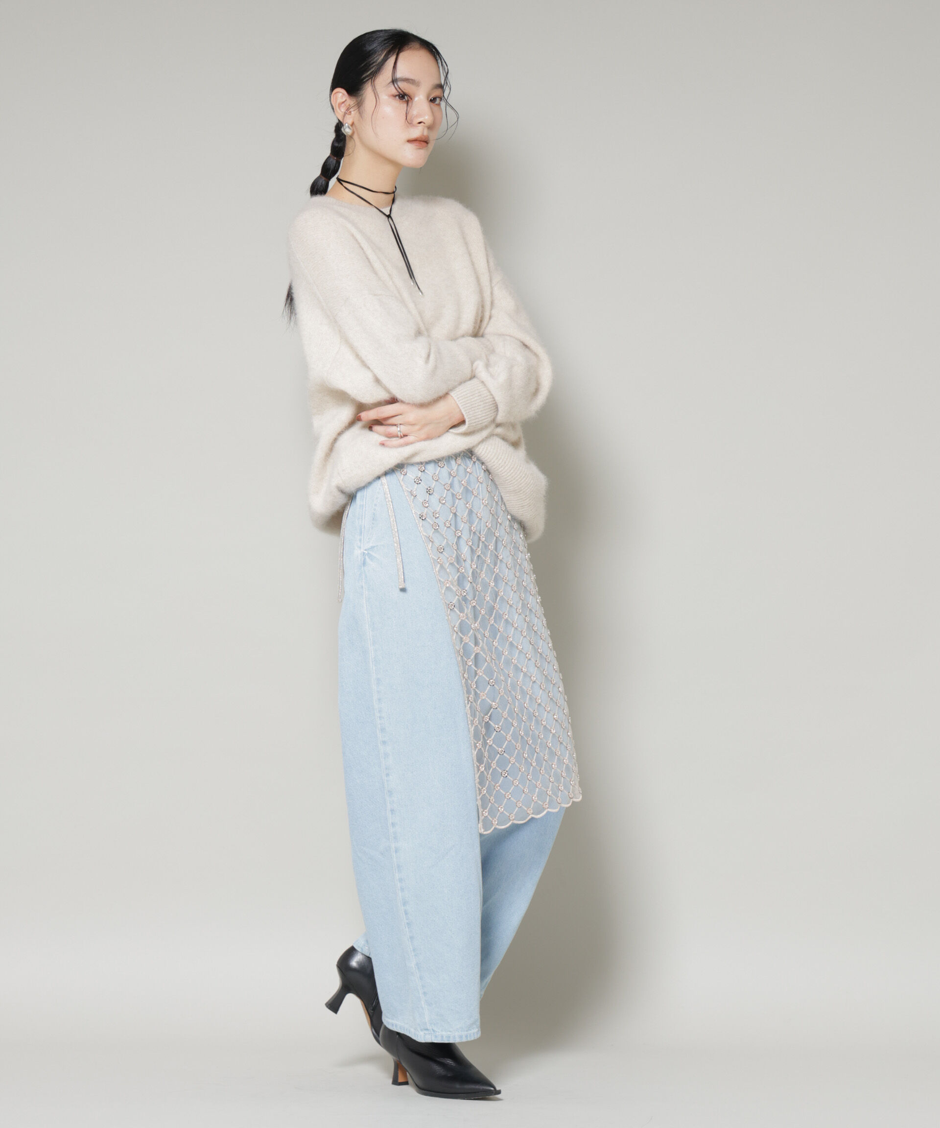 nano･universe「スパンコールビーズ刺繍ラップスカート」|スカート|