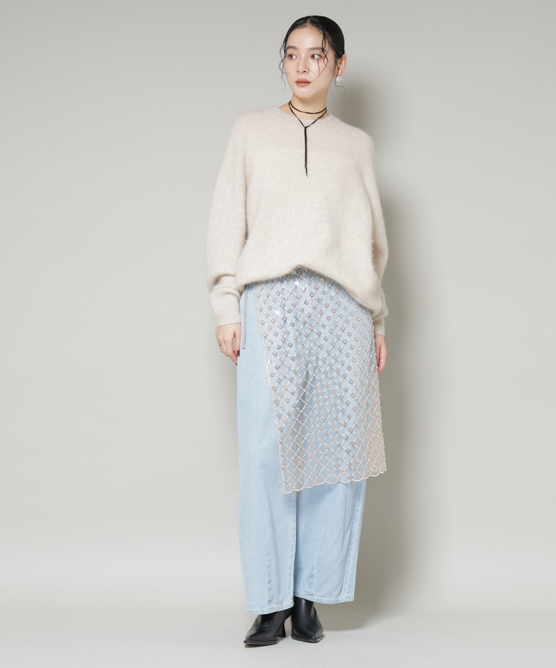 nano･universe「スパンコールビーズ刺繍ラップスカート」|スカート|