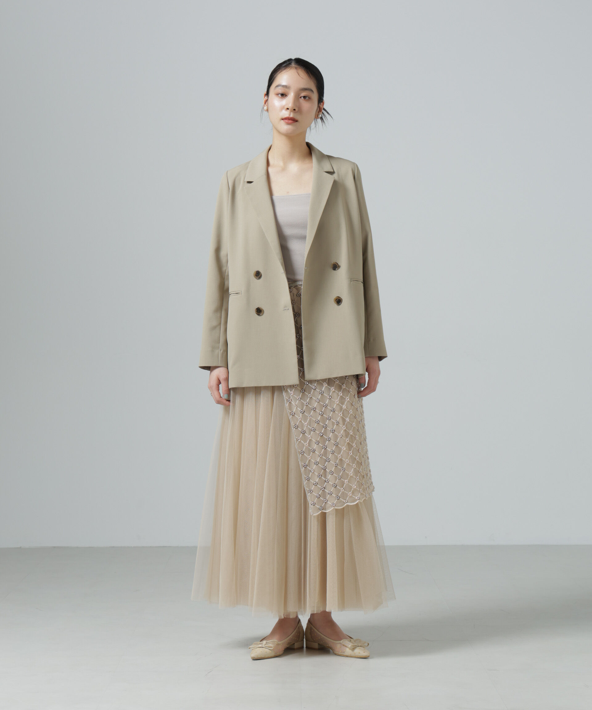 nano･universe「スパンコールビーズ刺繍ラップスカート」|スカート|