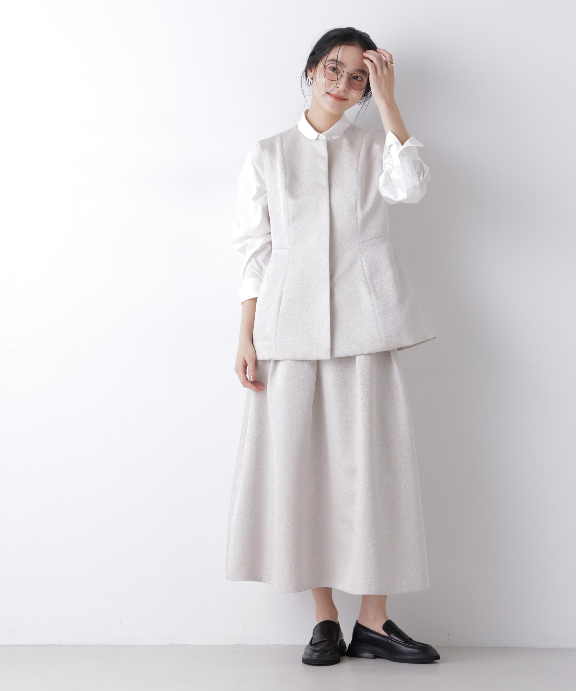 nano･universe「ジャガードペプラムジレ(セットアップ可)」|テーラードジャケット|