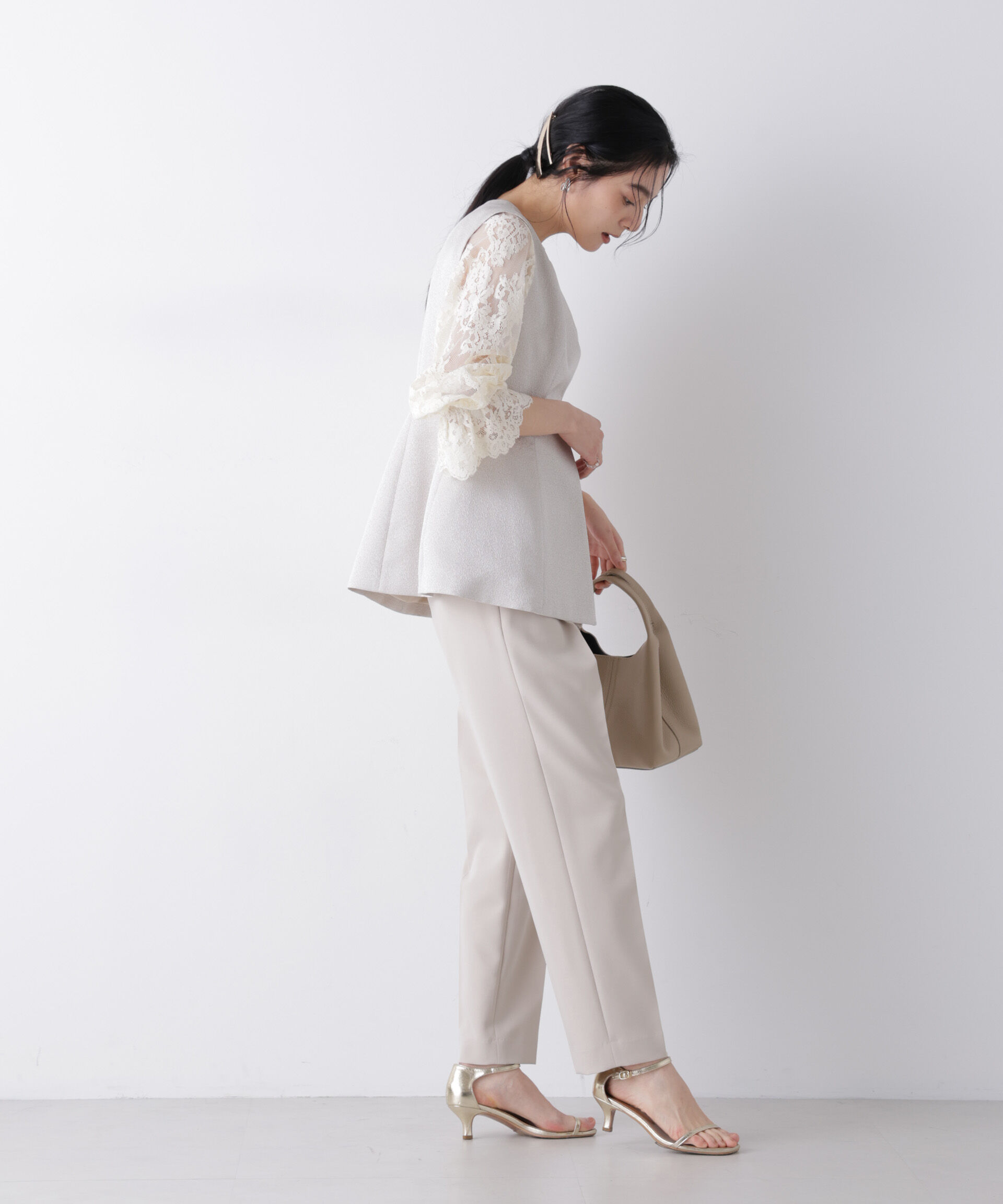 nano･universe「デイリーファンクション タックテーパードパンツ(セットアップ可)」|チノ|