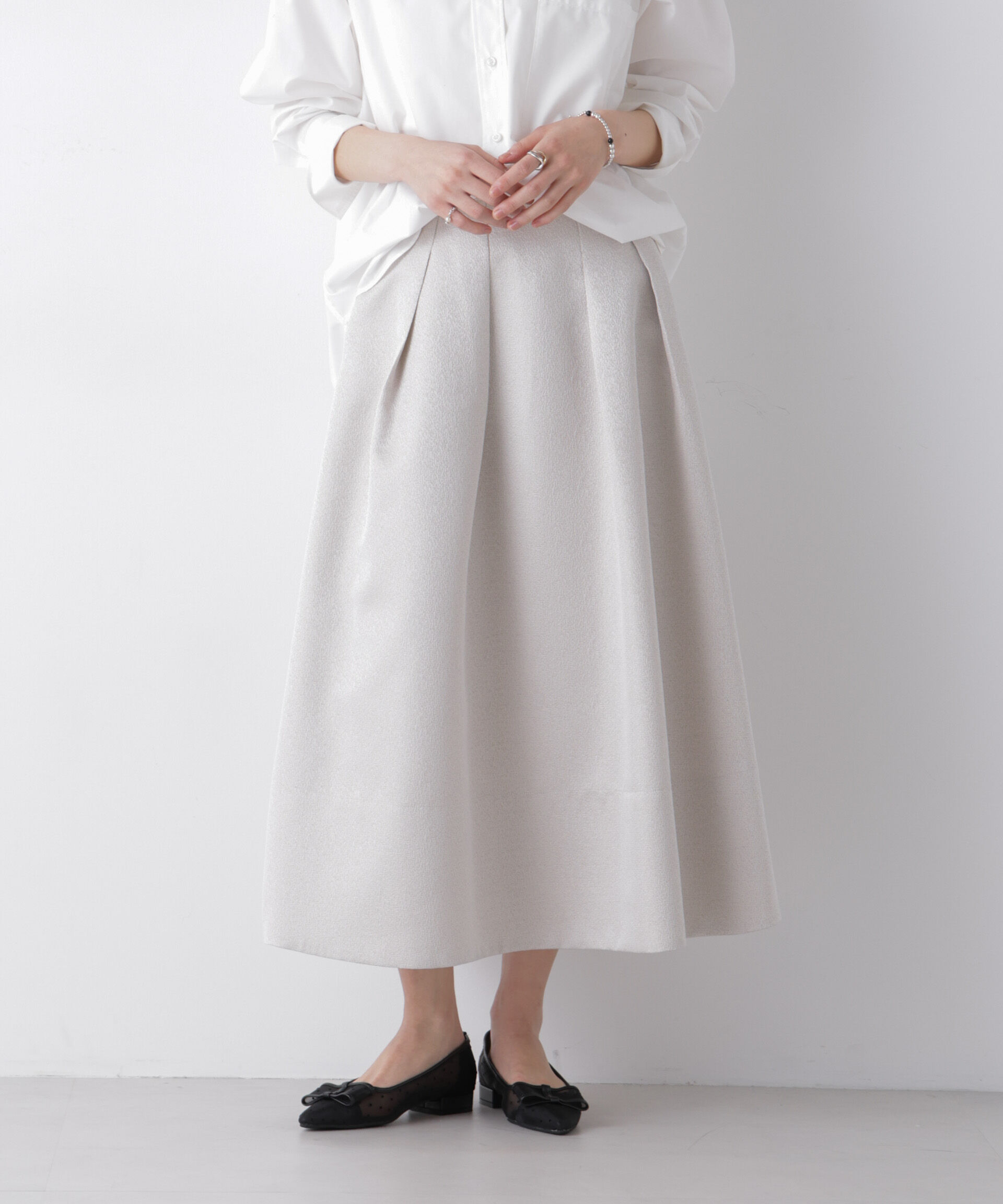 nano･universe「ジャガードボリュームタックスカート(セットアップ可)」|スカート|