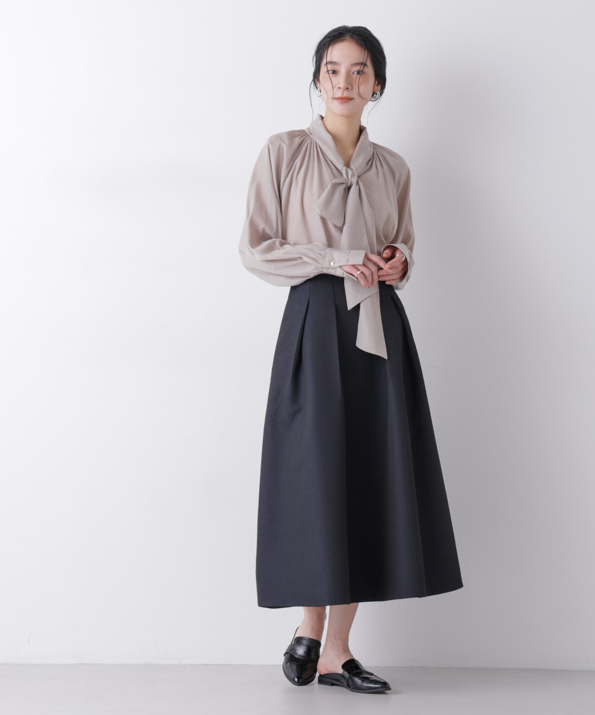 nano･universe「ジャガードボリュームタックスカート(セットアップ可)」|スカート|