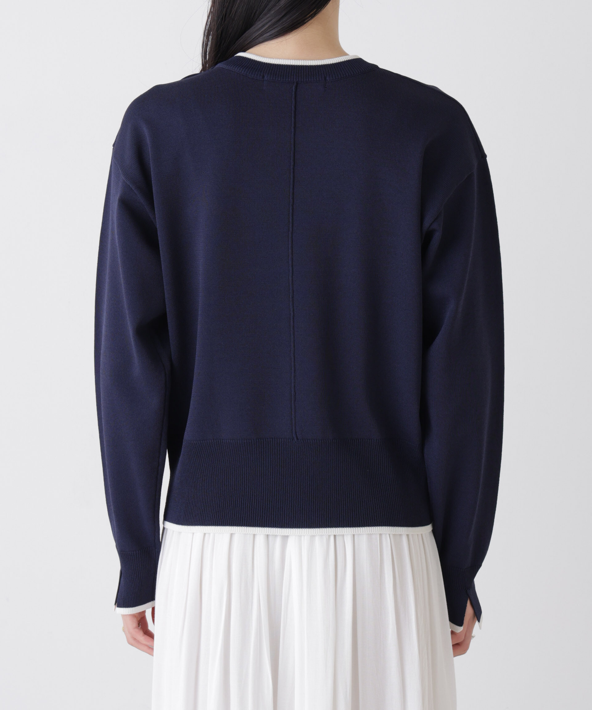 nano･universe「洗濯機洗可UVカットバイカラー釦ディティールニット」|ニット・セーター|