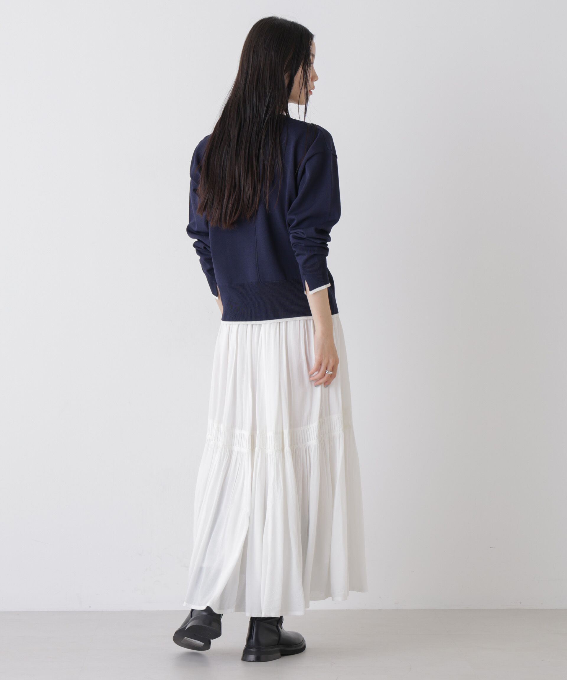 nano･universe「洗濯機洗可UVカットバイカラー釦ディティールニット」|ニット・セーター|