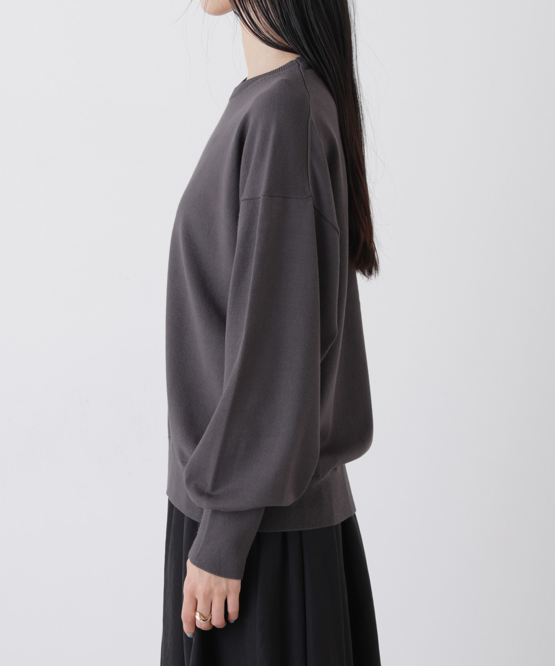 nano･universe「洗濯機洗可バンブーレーヨンニット ワイドクルーネックプルオーバー」|ニット・セーター|