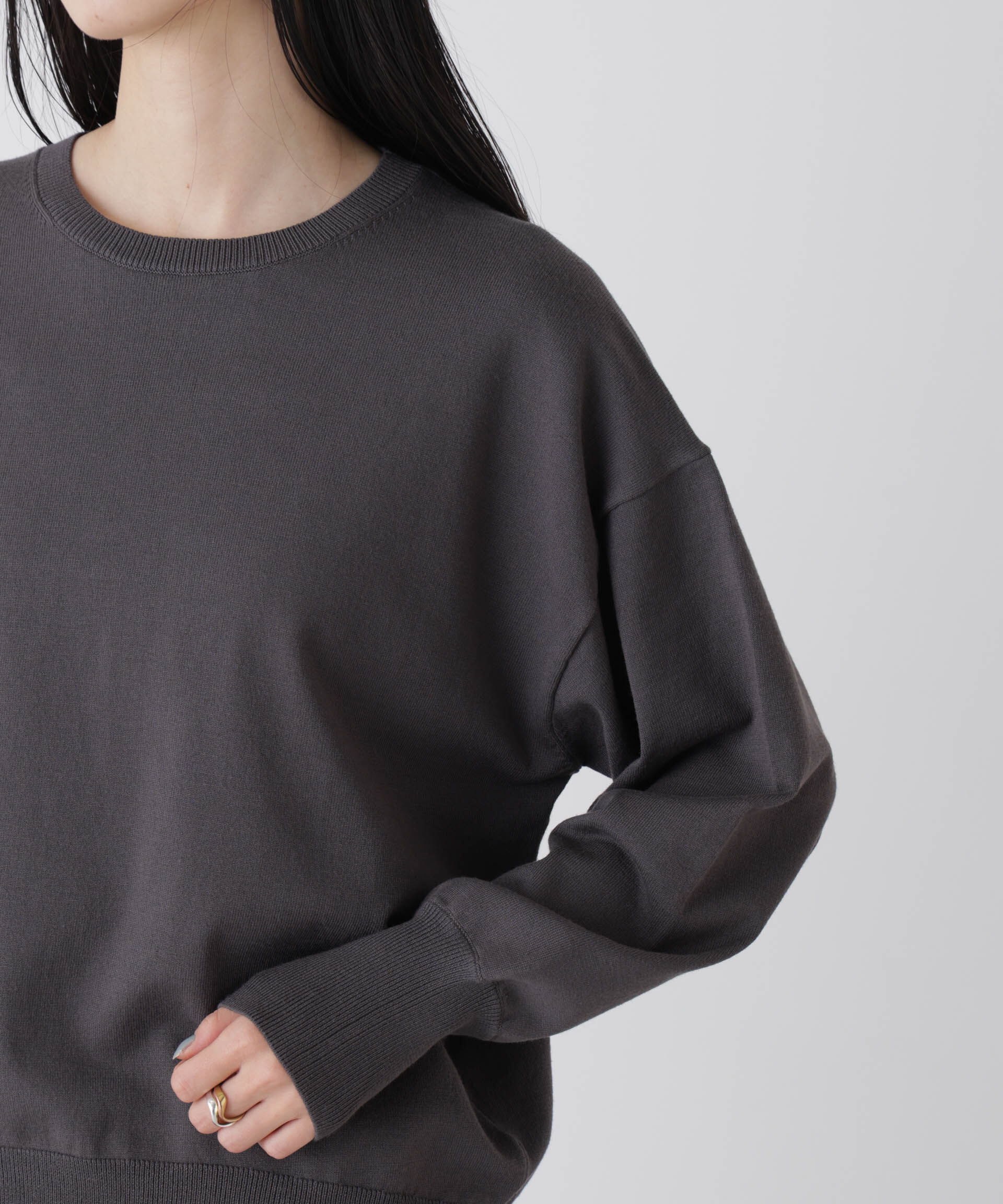 nano･universe「洗濯機洗可バンブーレーヨンニット ワイドクルーネックプルオーバー」|ニット・セーター|