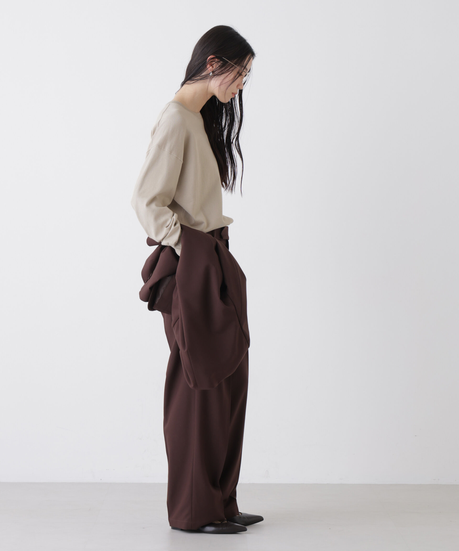 nano･universe「洗濯機洗可バンブーレーヨンニット ワイドクルーネックプルオーバー」|ニット・セーター|