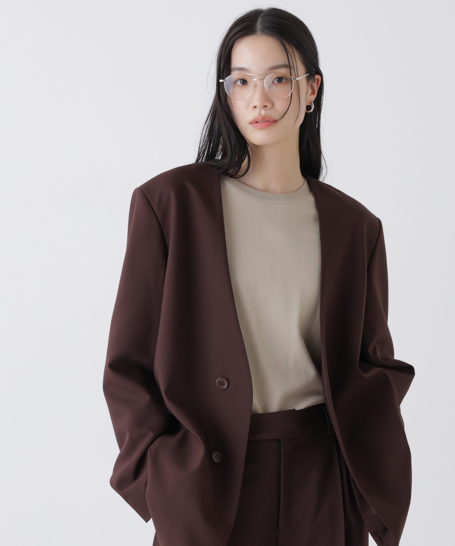 nano･universe「洗濯機洗可バンブーレーヨンニット ワイドクルーネックプルオーバー」|ニット・セーター|