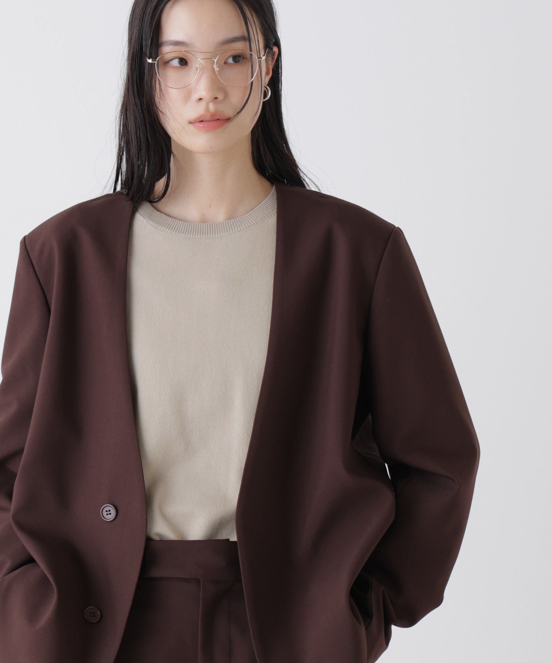 nano･universe「洗濯機洗可バンブーレーヨンニット ワイドクルーネックプルオーバー」|ニット・セーター|